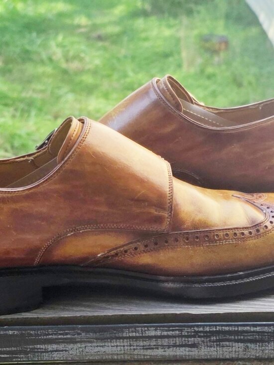 Magnanni 7-M Tan Double Monkstrap Wingtip Leather Mens Dress Shoes main image 10